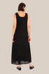 Embroidered long dress in linen